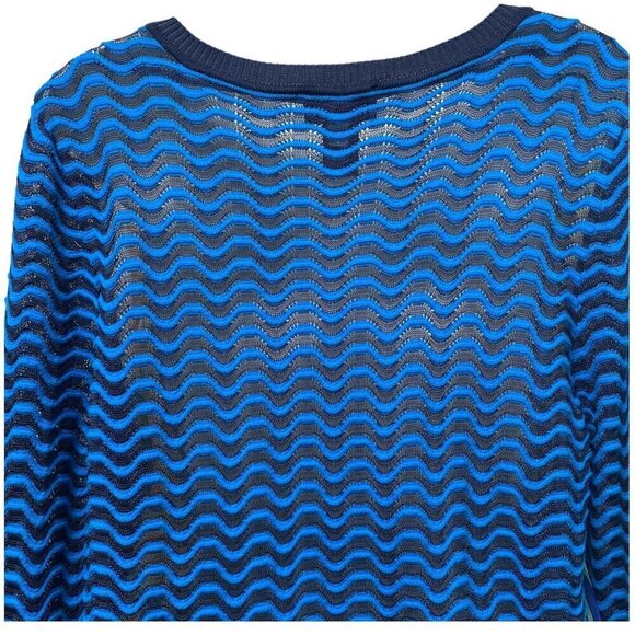 MISSONI for Target Womens Top L/XL Blue Print Blouse with Knit Back - Picture 7 of 13